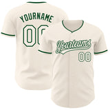 Custom Cream-Green Authentic Baseball Jersey