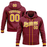 Custom Stitched Crimson Gold-White Baseball Pullover Sweatshirt Hoodie