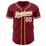 Custom Crimson Vegas Gold-White Authentic Baseball Jersey