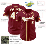 Custom Crimson White-Vegas Gold Authentic Baseball Jersey