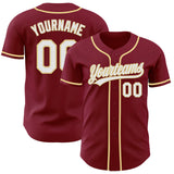 Custom Crimson White-Vegas Gold Authentic Baseball Jersey