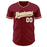 Custom Crimson Vegas Gold-White Authentic Baseball Jersey