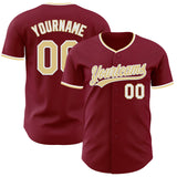 Custom Crimson Vegas Gold-White Authentic Baseball Jersey