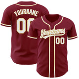 Custom Crimson White-Vegas Gold Authentic Baseball Jersey