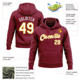 Custom Stitched Crimson White-Yellow Pullover Sweatshirt Hoodie