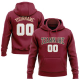 Custom Stitched Crimson White Cream-Black Pullover Sweatshirt Hoodie