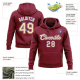 Custom Stitched Crimson Cream-Light Blue Pullover Sweatshirt Hoodie
