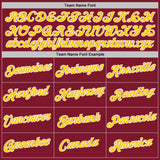 Custom Stitched Crimson Yellow-White Pullover Sweatshirt Hoodie