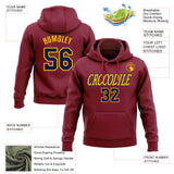 Custom Stitched Crimson Navy-Yellow Pullover Sweatshirt Hoodie