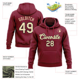 Custom Stitched Crimson Cream-Black Pullover Sweatshirt Hoodie