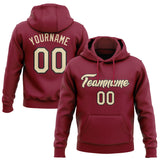 Custom Stitched Crimson Cream-Black Pullover Sweatshirt Hoodie