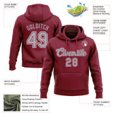 Custom Stitched Crimson Gray-White Pullover Sweatshirt Hoodie