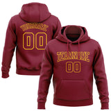 Custom Stitched Crimson-Yellow Pullover Sweatshirt Hoodie