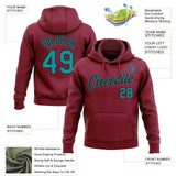 Custom Stitched Crimson Teal-Black Pullover Sweatshirt Hoodie