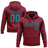 Custom Stitched Crimson Teal-Black Pullover Sweatshirt Hoodie