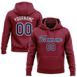 Custom Stitched Crimson Navy-White Pullover Sweatshirt Hoodie
