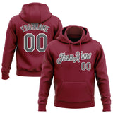 Custom Stitched Crimson Steel Gray-White Pullover Sweatshirt Hoodie