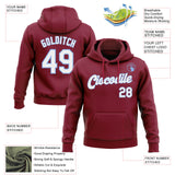 Custom Stitched Crimson White-Light Blue Pullover Sweatshirt Hoodie