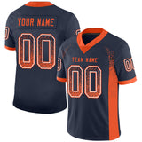 Custom Navy Orange-White Drift Fashion Football Jersey