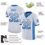 Custom White Powder Blue-Black Drift Fashion Football Jersey