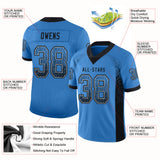 Custom Powder Blue Black-Gray Drift Fashion Football Jersey