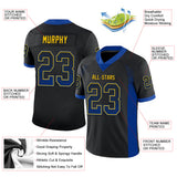Custom Black Royal-Yellow Drift Fashion Football Jersey