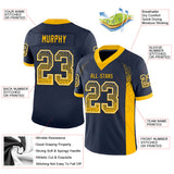 Custom Navy Gold-White Drift Fashion Football Jersey
