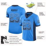 Custom Powder Blue Navy-White Drift Fashion Football Jersey