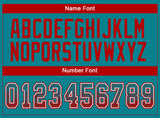 Custom Teal Red-White Drift Fashion Football Jersey