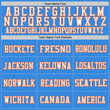 Custom Powder Blue White-Orange Mesh Authentic Throwback Football Jersey