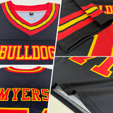 Custom Black Red-Gold Authentic Football Jersey