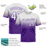 Custom White Purple Fade Fashion Performance T-Shirt