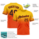 Custom Yellow Black-Orange Fade Fashion Performance T-Shirt