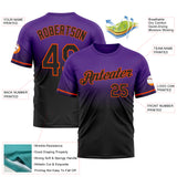 Custom Purple Black-Orange Fade Fashion Performance T-Shirt