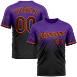 Custom Purple Black-Orange Fade Fashion Performance T-Shirt