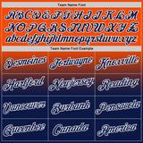Custom Orange Navy-White Fade Fashion Performance T-Shirt