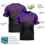 Custom Purple Black-Old Gold Fade Fashion Performance T-Shirt