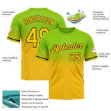 Custom Neon Green Yellow-Black Fade Fashion Performance T-Shirt