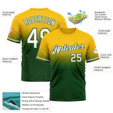 Custom Yellow White-Green Fade Fashion Performance T-Shirt