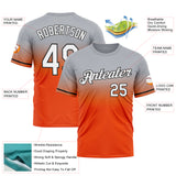 Custom Gray Orange-Black Fade Fashion Performance T-Shirt