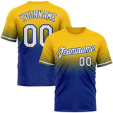 Custom Yellow White-Royal Fade Fashion Performance T-Shirt