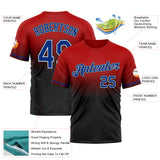 Custom Red Royal-Black Fade Fashion Performance T-Shirt