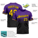 Custom Purple Yellow-Black Fade Fashion Performance T-Shirt
