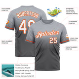 Custom Gray Steel Gray-Orange Fade Fashion Performance T-Shirt