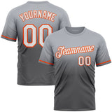Custom Gray Steel Gray-Orange Fade Fashion Performance T-Shirt
