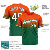 Custom Orange White-Kelly Green Fade Fashion Performance T-Shirt