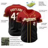 Custom Red Black-Old Gold Authentic Fade Fashion Baseball Jersey