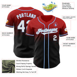 Custom Red Black-Light Blue Authentic Fade Fashion Baseball Jersey