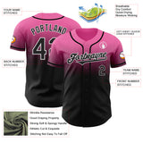 Custom Pink Black-White Authentic Fade Fashion Baseball Jersey