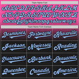 Custom Pink Light Blue-Black Authentic Fade Fashion Baseball Jersey
